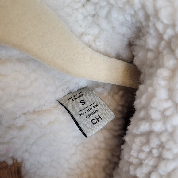 Levis Corduroy Sherpa Lined Trucker Jacket S Tan - Picture 5 of 6